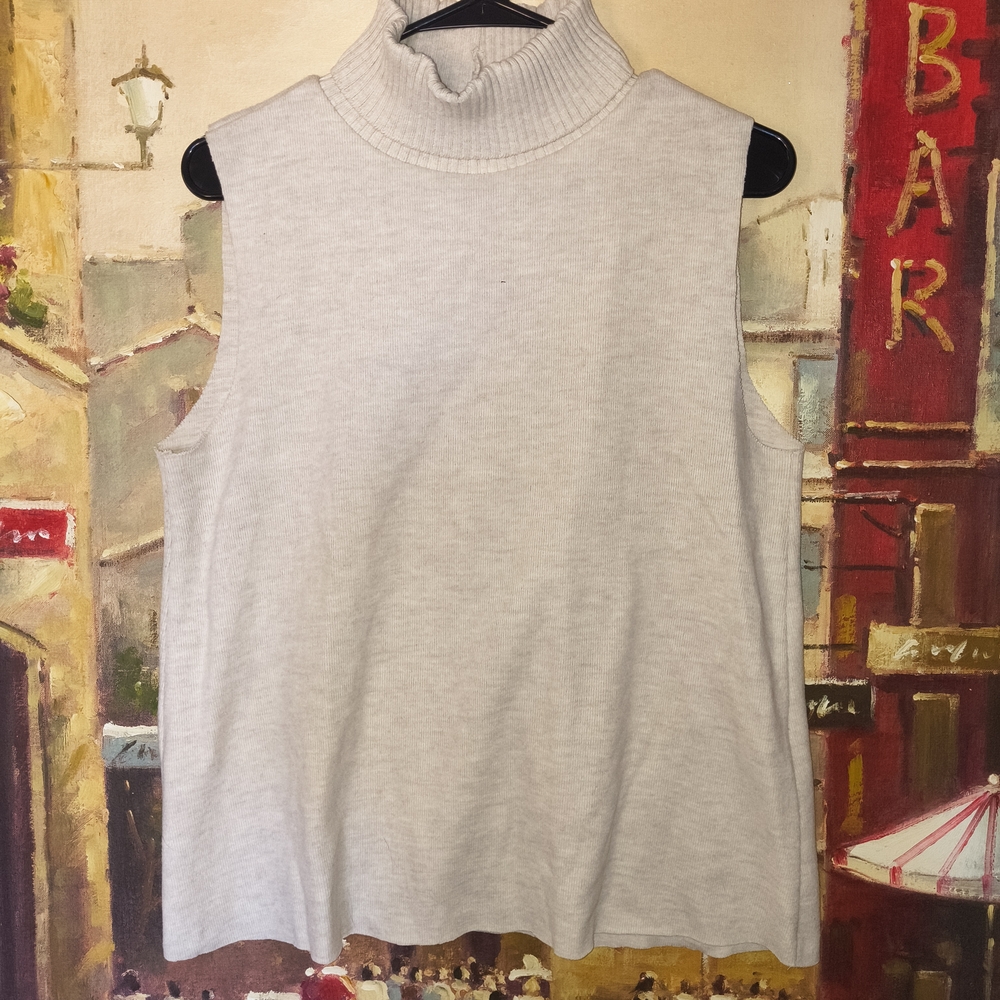 Zara Cream Sleeveless Turtleneck Sweater